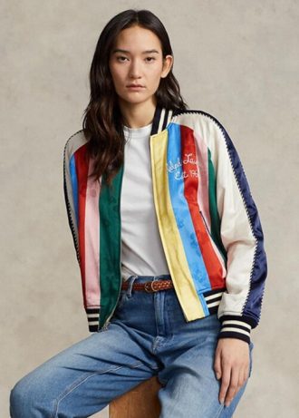Multicolor Women’s Ralph Lauren Striped Sateen Bomber  Jackets