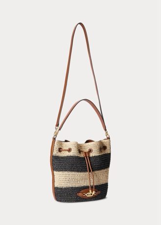 Natural/Black/Lauren Tan Women’s Ralph Lauren Straw Large Andie Handbag
