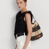 Natural/Black/Lauren Tan Women’s Ralph Lauren Straw Large Andie Handbag
