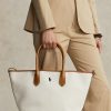 Natural/Navy Women’s Ralph Lauren Reversible Canvas Medium Bellport Tote Bags