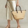 Natural Women’s Ralph Lauren Leather-Trim Straw Medium Bellport Tote Bags Natural Women’s Ralph Lauren Leather-Trim Straw Medium Bellport Tote Bags