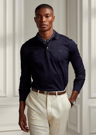 Navy Men’s Ralph Lauren Custom Slim Fit Pique Polo Shirts