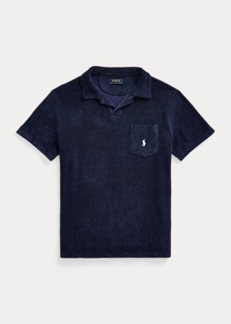 Navy Men’s Ralph Lauren Custom Slim Fit Terry Polo Shirts