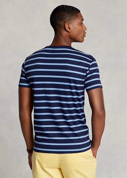 Navy Men’s Ralph Lauren Custom Slim Striped Soft Cotton T Shirts Navy Men’s Ralph Lauren Custom Slim Striped Soft Cotton T Shirts