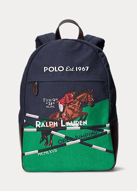 Navy Men’s Ralph Lauren Equestrian-Print Canvas Backpacks Navy Men’s Ralph Lauren Equestrian-Print Canvas Backpacks