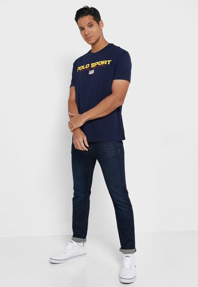 Navy Men’s Ralph Lauren Logo Crew Neck T Shirts