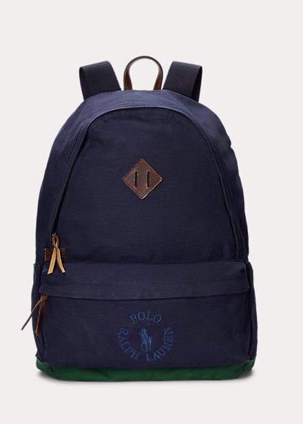 Navy Men’s Ralph Lauren Logo-Embroidered Canvas Backpacks Navy Men’s Ralph Lauren Logo-Embroidered Canvas Backpacks