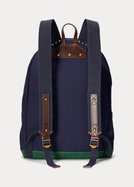 Navy Men’s Ralph Lauren Logo-Embroidered Canvas Backpacks Navy Men’s Ralph Lauren Logo-Embroidered Canvas Backpacks