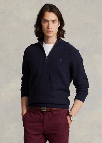 Navy Men’s Ralph Lauren Mesh-knit Cotton Quarter-zip Jumper Sweaters Navy Men’s Ralph Lauren Mesh-knit Cotton Quarter-zip Jumper Sweaters