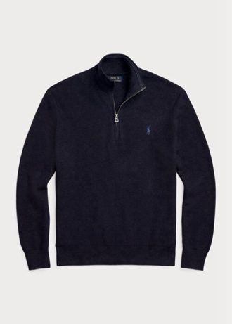 Navy Men’s Ralph Lauren Mesh-knit Cotton Quarter-zip Jumper Sweaters Navy Men’s Ralph Lauren Mesh-knit Cotton Quarter-zip Jumper Sweaters