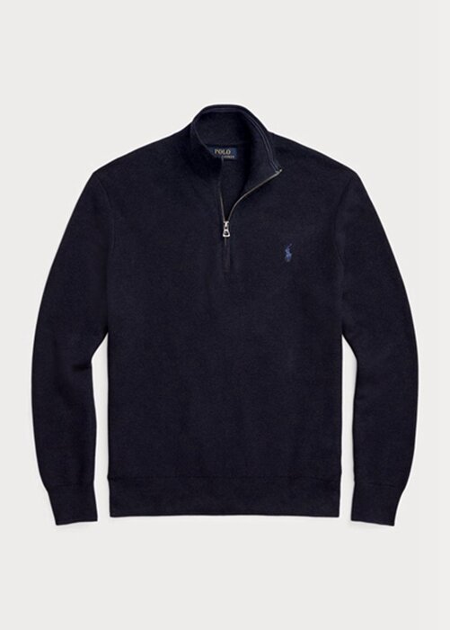 Navy Men’s Ralph Lauren Mesh-knit Cotton Quarter-zip Jumper Sweaters Navy Men’s Ralph Lauren Mesh-knit Cotton Quarter-zip Jumper Sweaters