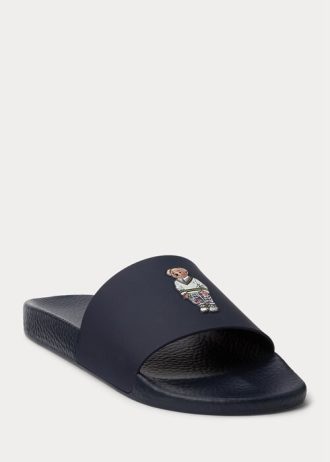 Navy Men’s Ralph Lauren Polo Bear Slippers