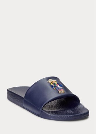 Navy Men’s Ralph Lauren Polo Bear Slippers