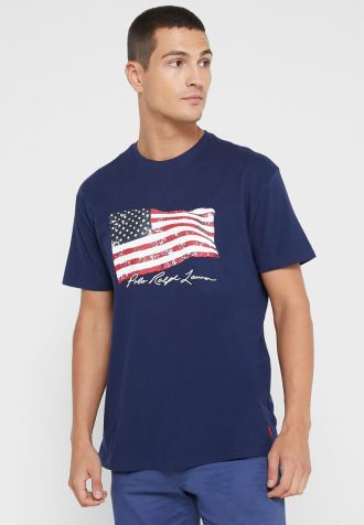 Navy Men’s Ralph Lauren Printed Crew Neck T Shirts