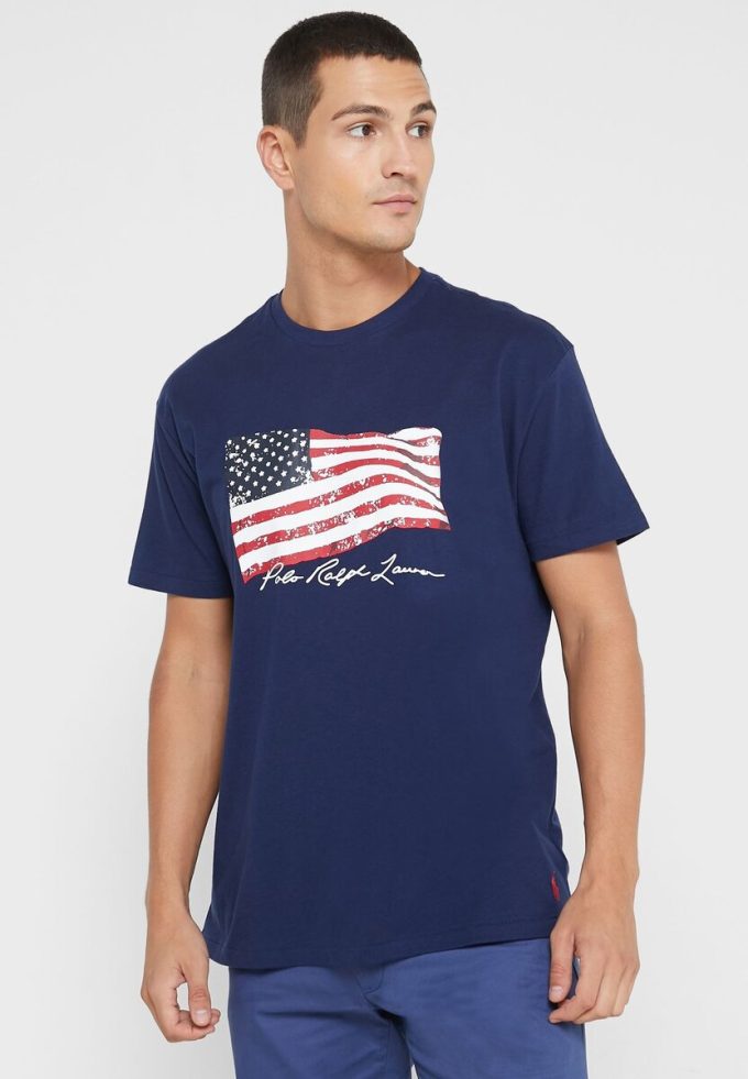 Navy Men’s Ralph Lauren Printed Crew Neck T Shirts