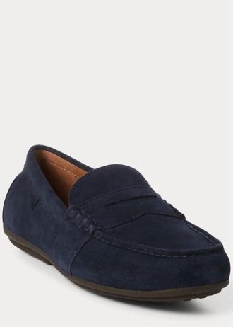 Navy Men’s Ralph Lauren Reynold Suede Driver Casual Shoes