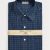 Navy Men’s Ralph Lauren Slim Fit Checked Dobby Formal Shirts