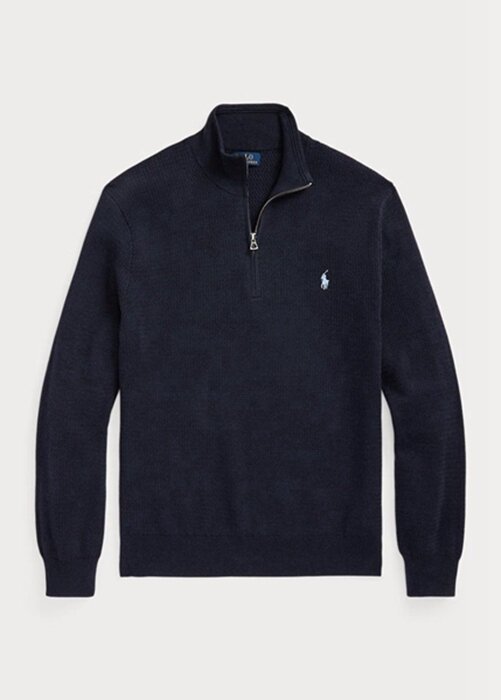 Navy Men’s Ralph Lauren Textured Cotton Quarter-zip Jumper Sweaters Navy Men’s Ralph Lauren Textured Cotton Quarter-zip Jumper Sweaters