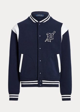 Navy / White Men’s Ralph Lauren Fleece Letterman Jackets