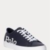 Navy / White Men’s Ralph Lauren Longwood Logo Leather Sneakers