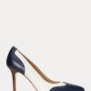 Navy / White Women’s Ralph Lauren Lynden Nappa & Burnished Leather Heels