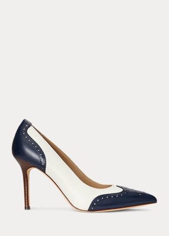 Navy / White Women’s Ralph Lauren Lynden Nappa & Burnished Leather Heels Navy / White Women’s Ralph Lauren Lynden Nappa & Burnished Leather Heels