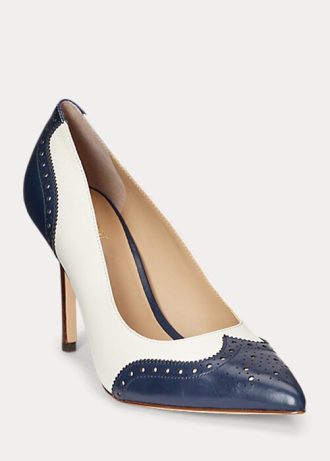 Navy / White Women’s Ralph Lauren Lynden Nappa & Burnished Leather Heels Navy / White Women’s Ralph Lauren Lynden Nappa & Burnished Leather Heels