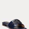 Navy Women’s Ralph Lauren Alegra Crocodile-Embossed Leather Flat Shoes