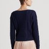 Navy Women’s Ralph Lauren Aran-Knit Cotton Boatneck Sweaters Navy Women’s Ralph Lauren Aran-Knit Cotton Boatneck Sweaters