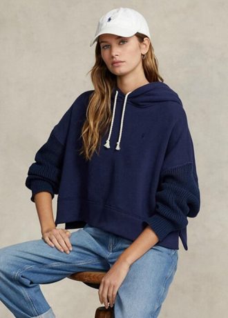 Navy Women’s Ralph Lauren Boxy Fit Hybrid Jumper-sleeve  Hoodie