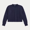 Navy Women’s Ralph Lauren Boxy Suede-Patch French Terry Sweatshirts