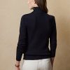 Navy Women’s Ralph Lauren Buttoned Cashmere Turtleneck Sweaters