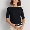 Navy Women’s Ralph Lauren Cotton Boatneck   Tops