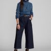 Navy Women’s Ralph Lauren Cotton-linen Denim Wide-legs  Pants