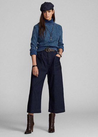 Navy Women’s Ralph Lauren Cotton-linen Denim Wide-legs  Pants