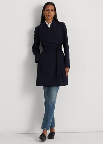 Navy Women’s Ralph Lauren Crepe Wrap Coats