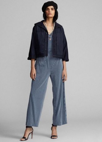 Navy Women’s Ralph Lauren Cropped Indigo Cotton-linen  Jackets