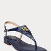 Navy Women’s Ralph Lauren Ellington Embossed Leather Sandals