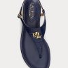 Navy Women’s Ralph Lauren Ellington Embossed Leather Sandals