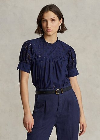 Navy Women’s Ralph Lauren Eyelet-Embroidered Cotton Tops