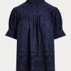 Navy Women’s Ralph Lauren Eyelet-Embroidered Cotton Tops