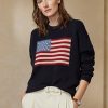 Navy Women’s Ralph Lauren Flag Cashmere Crewneck Sweaters Navy Women’s Ralph Lauren Flag Cashmere Crewneck Sweaters