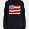 Navy Women’s Ralph Lauren Flag Cashmere Crewneck Sweaters Navy Women’s Ralph Lauren Flag Cashmere Crewneck Sweaters