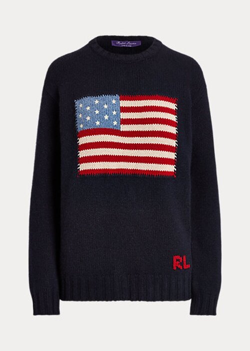 Navy Women’s Ralph Lauren Flag Cashmere Crewneck Sweaters Navy Women’s Ralph Lauren Flag Cashmere Crewneck Sweaters