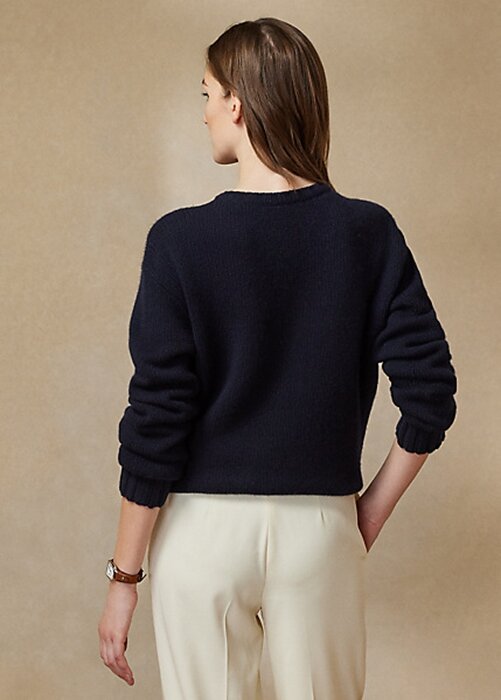 Navy Women’s Ralph Lauren Flag Cashmere Crewneck Sweaters Navy Women’s Ralph Lauren Flag Cashmere Crewneck Sweaters