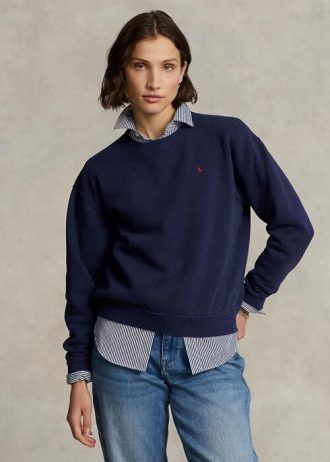 Navy Women’s Ralph Lauren Fleece Crewneck Pullover Sweatshirts Navy Women’s Ralph Lauren Fleece Crewneck Pullover Sweatshirts