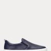 Navy Women’s Ralph Lauren Haddley Logo Leather Slip-On Sneakers