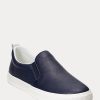 Navy Women’s Ralph Lauren Haddley Logo Leather Slip-On Sneakers