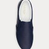 Navy Women’s Ralph Lauren Haddley Logo Leather Slip-On Sneakers