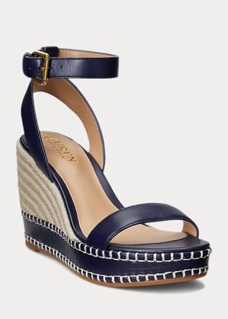 Navy Women’s Ralph Lauren Hilarie Leather Espadrille
